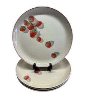 Set Of 4 Vintage STRAWBERRY 10 Inch Dinner Plate CAVITT SHAW